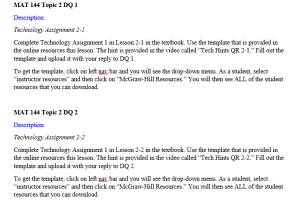 MAT 144 Topic 2 DQ 1, DQ 2